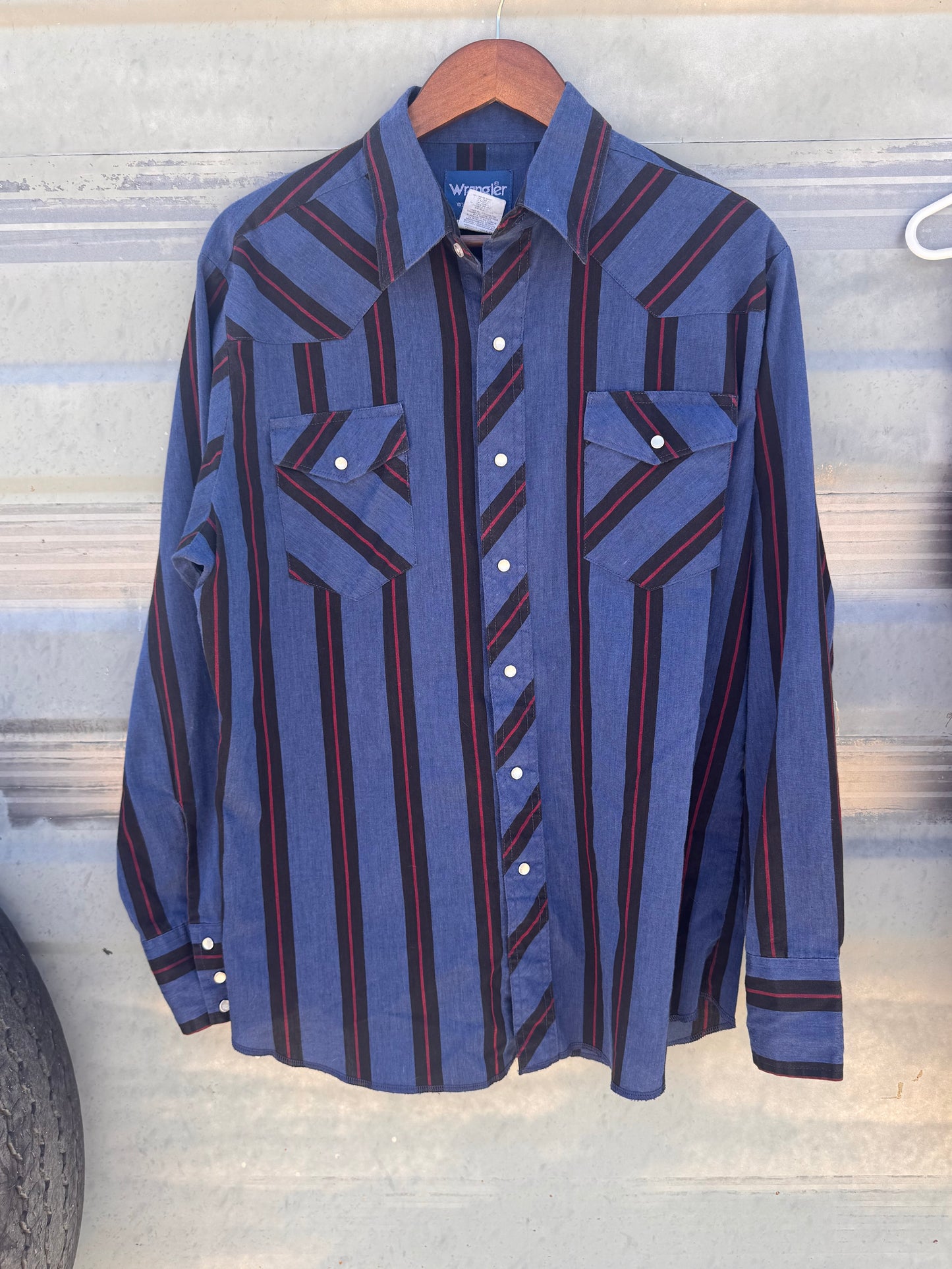 Blue and Black Wrangler Button Up