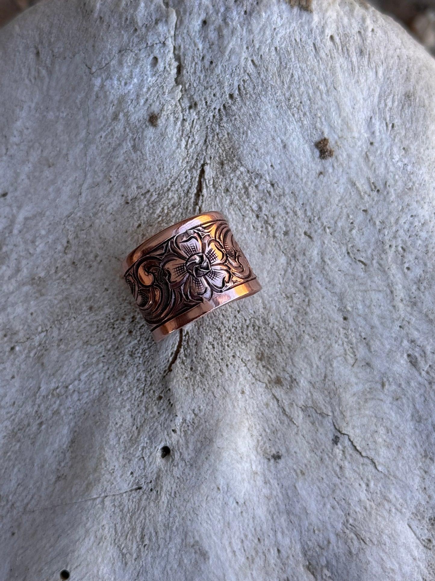 Flower Scroll Copper Ring