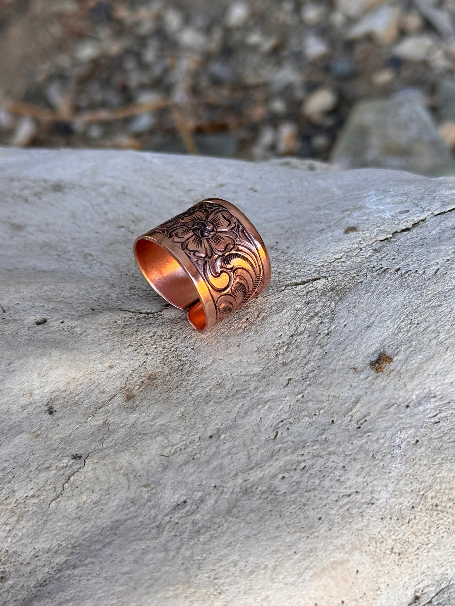 Flower Scroll Copper Ring