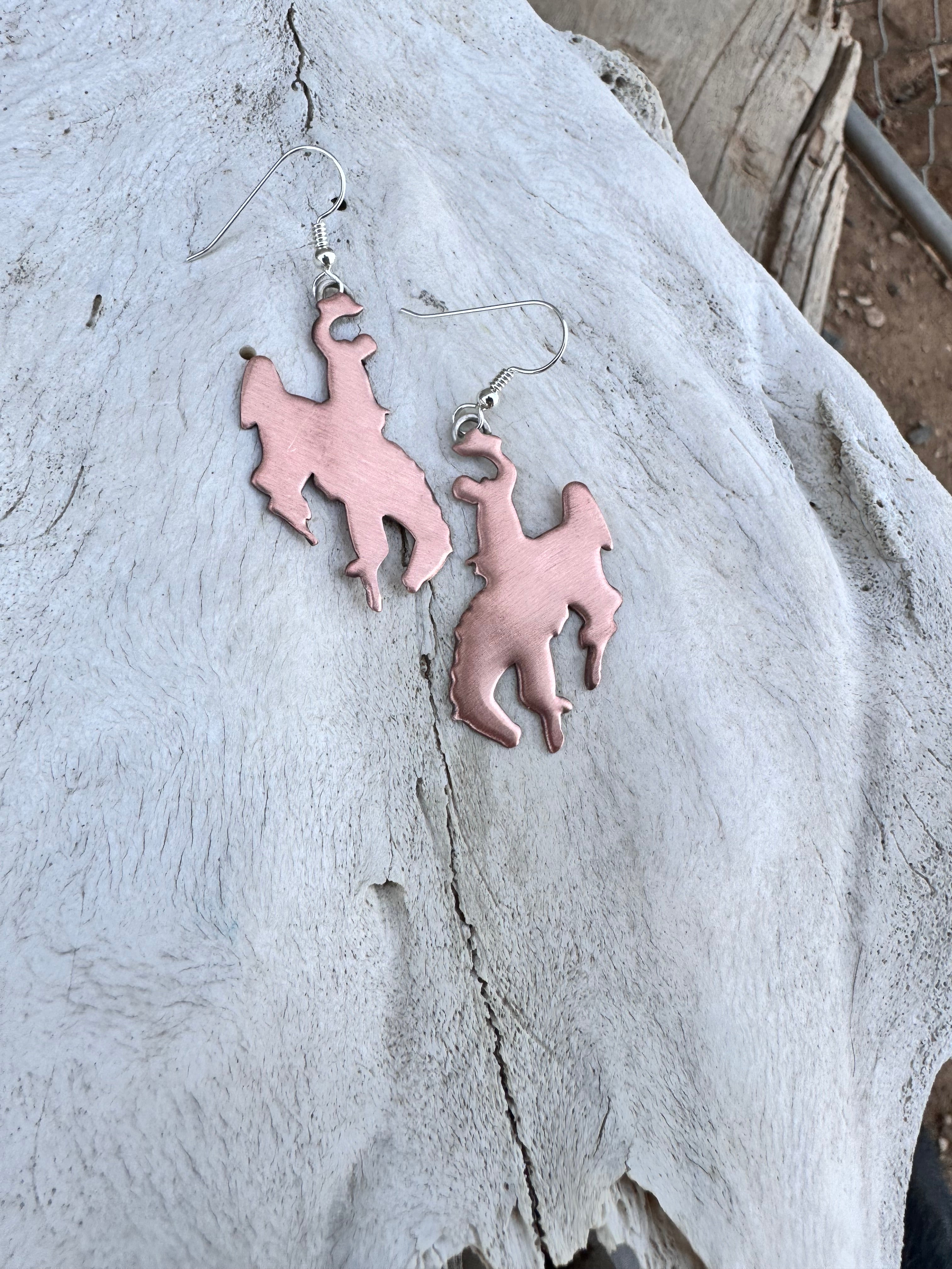 Copper Bucking Horse Earrings