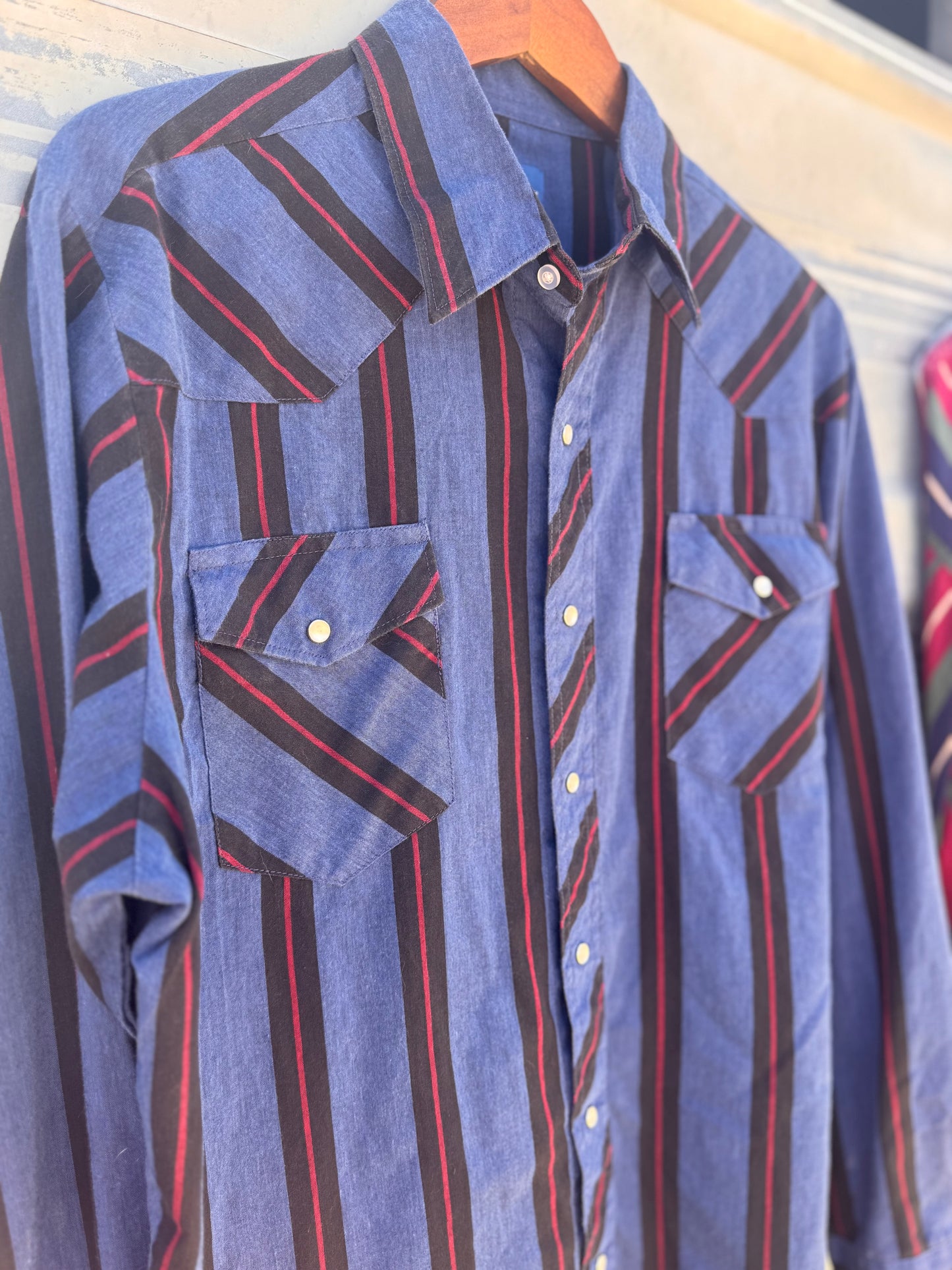 Blue and Black Wrangler Button Up