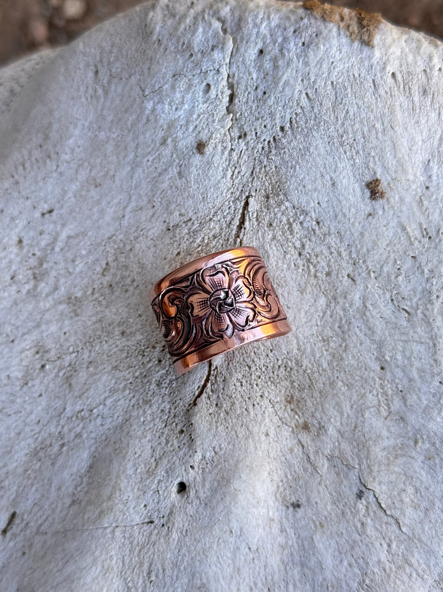 Flower Scroll Copper Ring