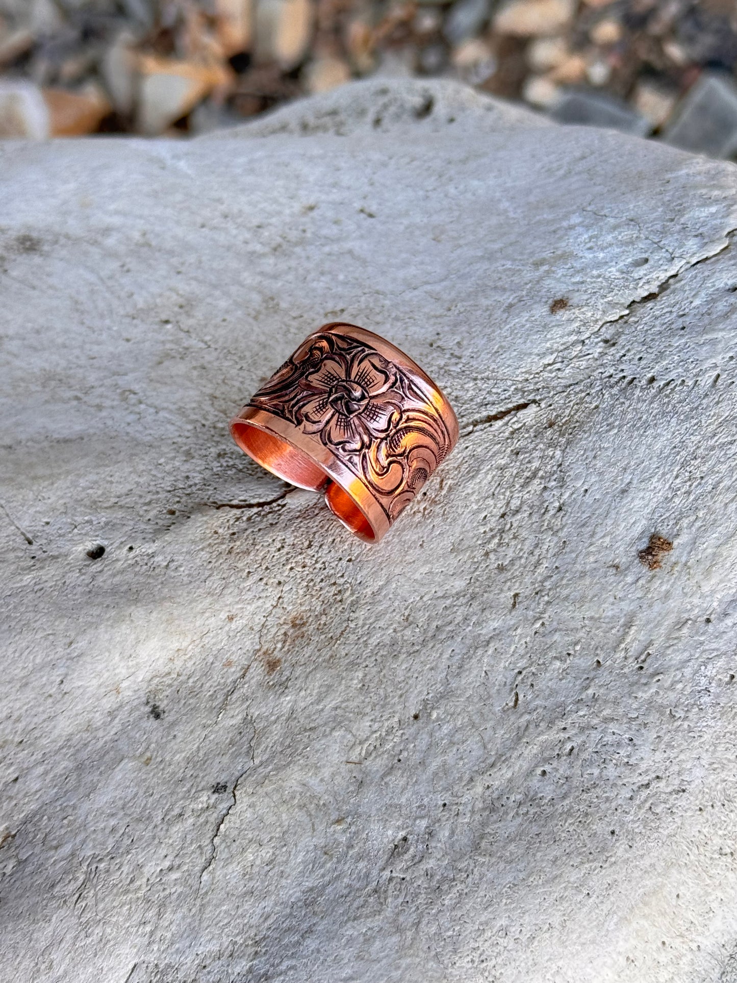 Flower Scroll Copper Ring