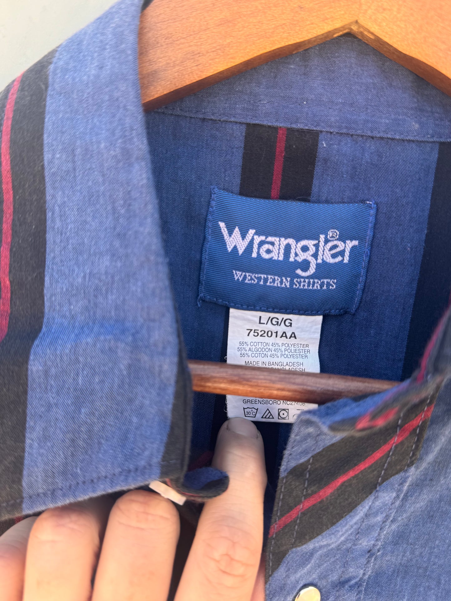 Blue and Black Wrangler Button Up
