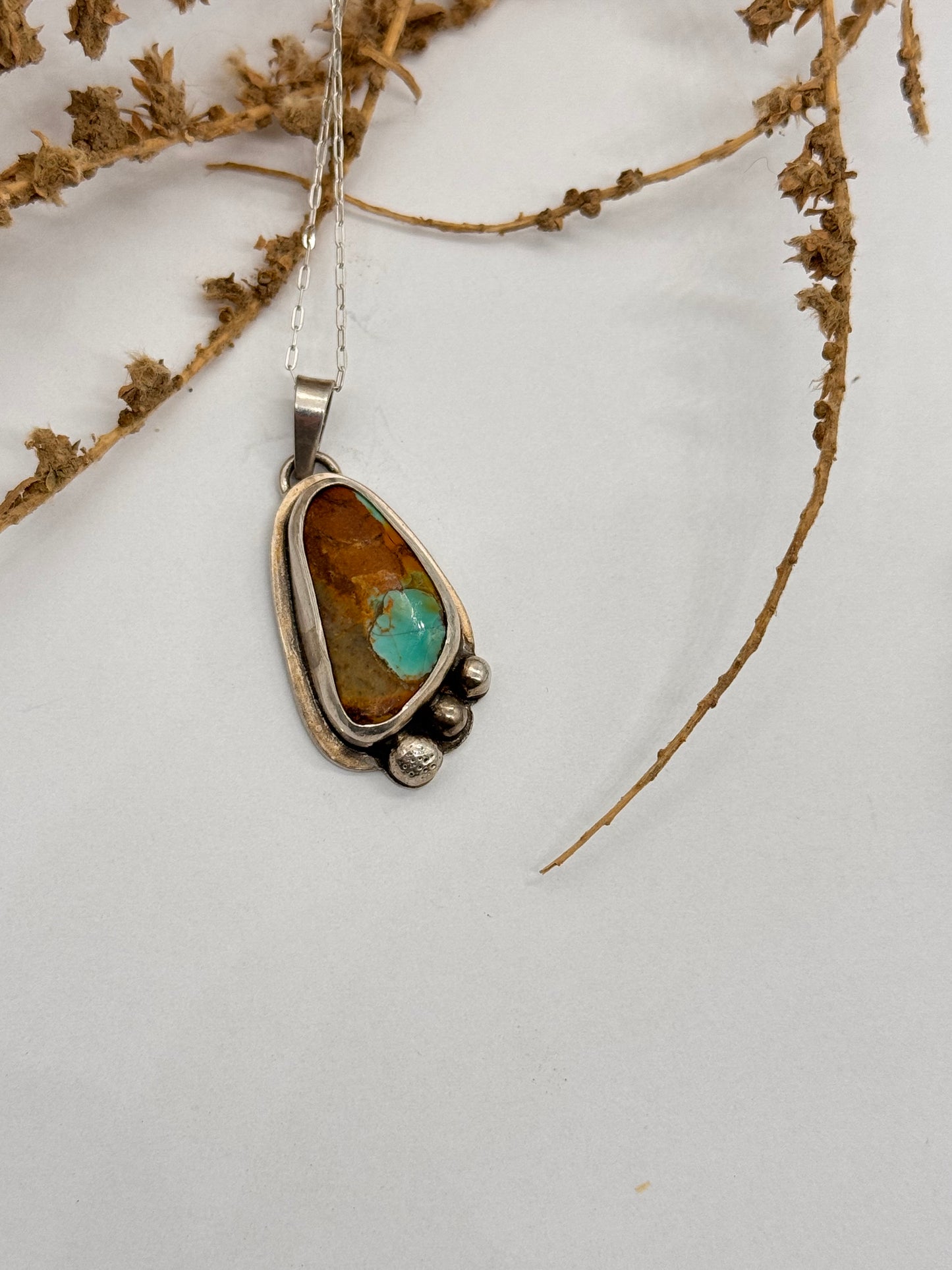 Turquoise Pendant with Beaded Accents