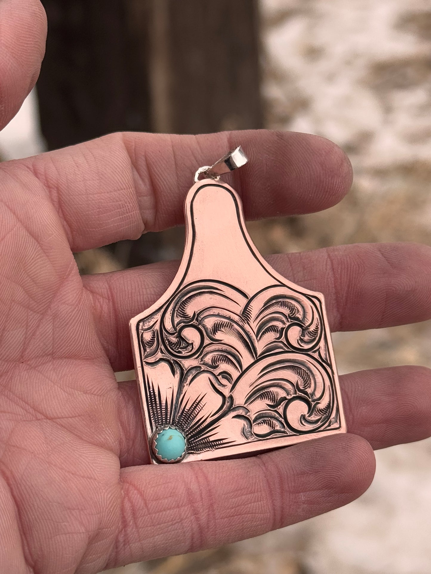 Copper Cattle Tag Pendant