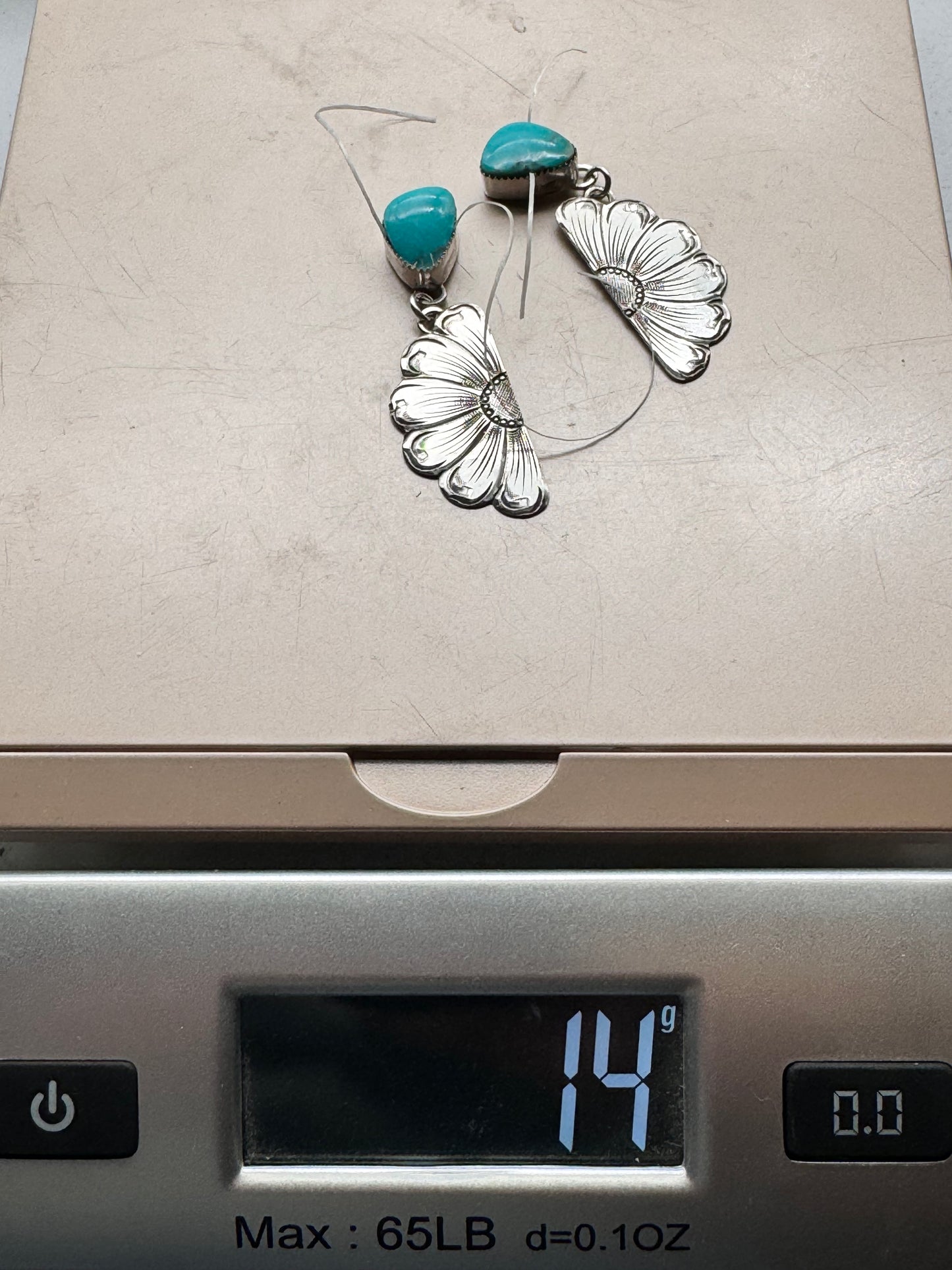 Turquoise Half Flower Earrings #1