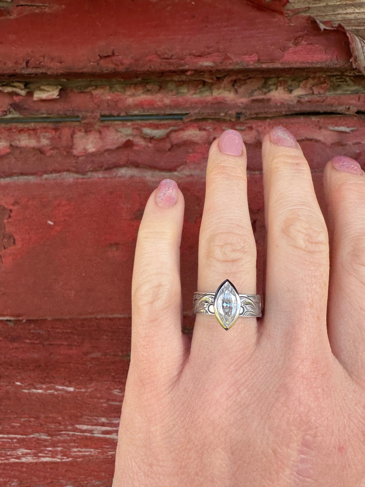 Bezel Set Marquise Engagement Ring