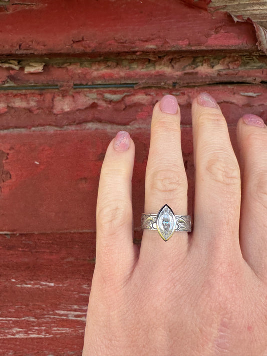 Bezel Set Marquise Engagement Ring