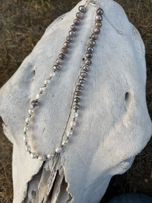 Philippians 4:13 Moonstone and Pearl Necklace