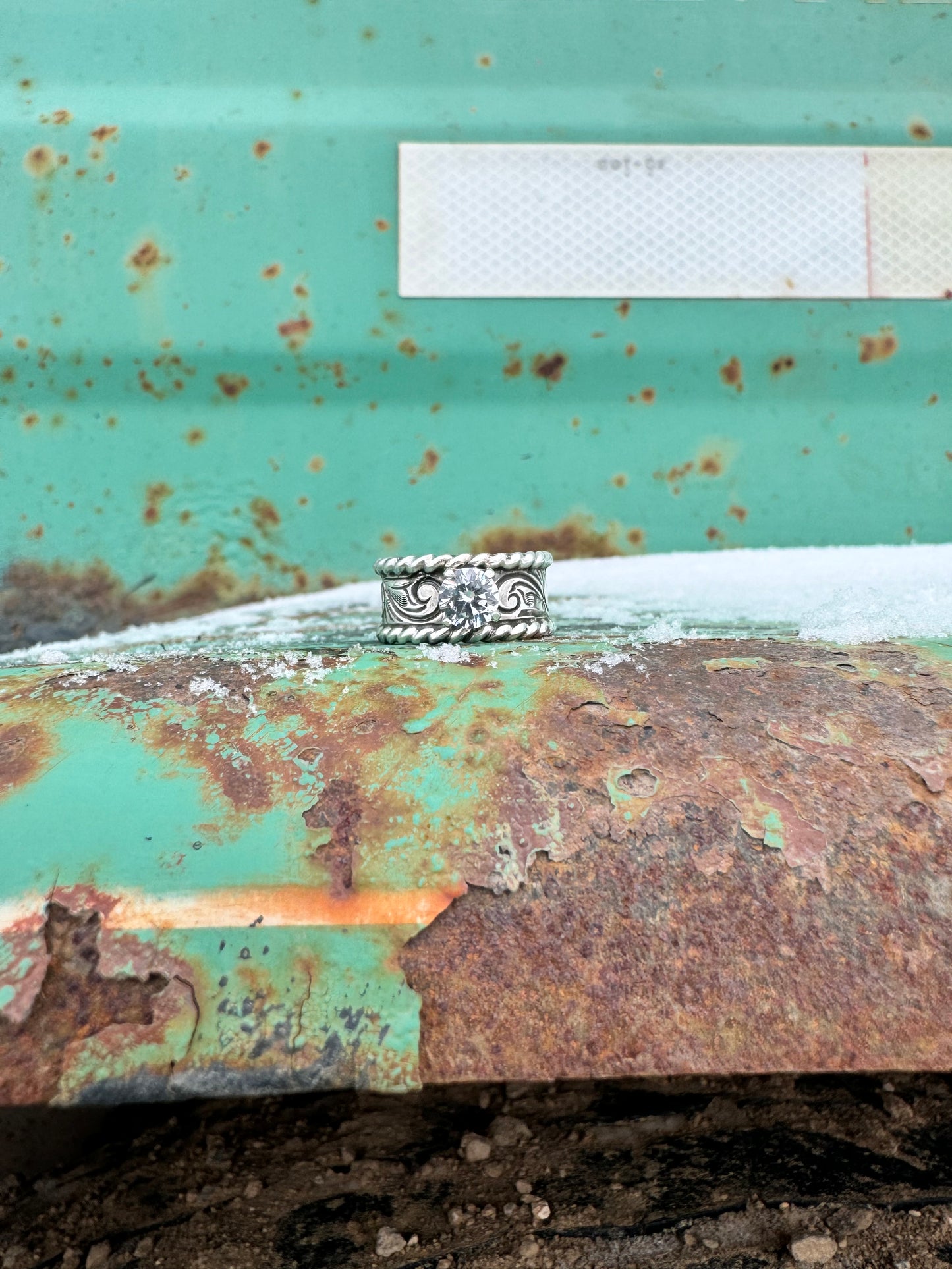 Rope Edge CZ Engagement Ring