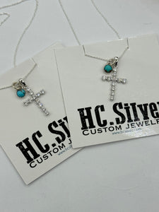 CZ Cross and Turquoise