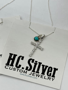 CZ Cross and Turquoise