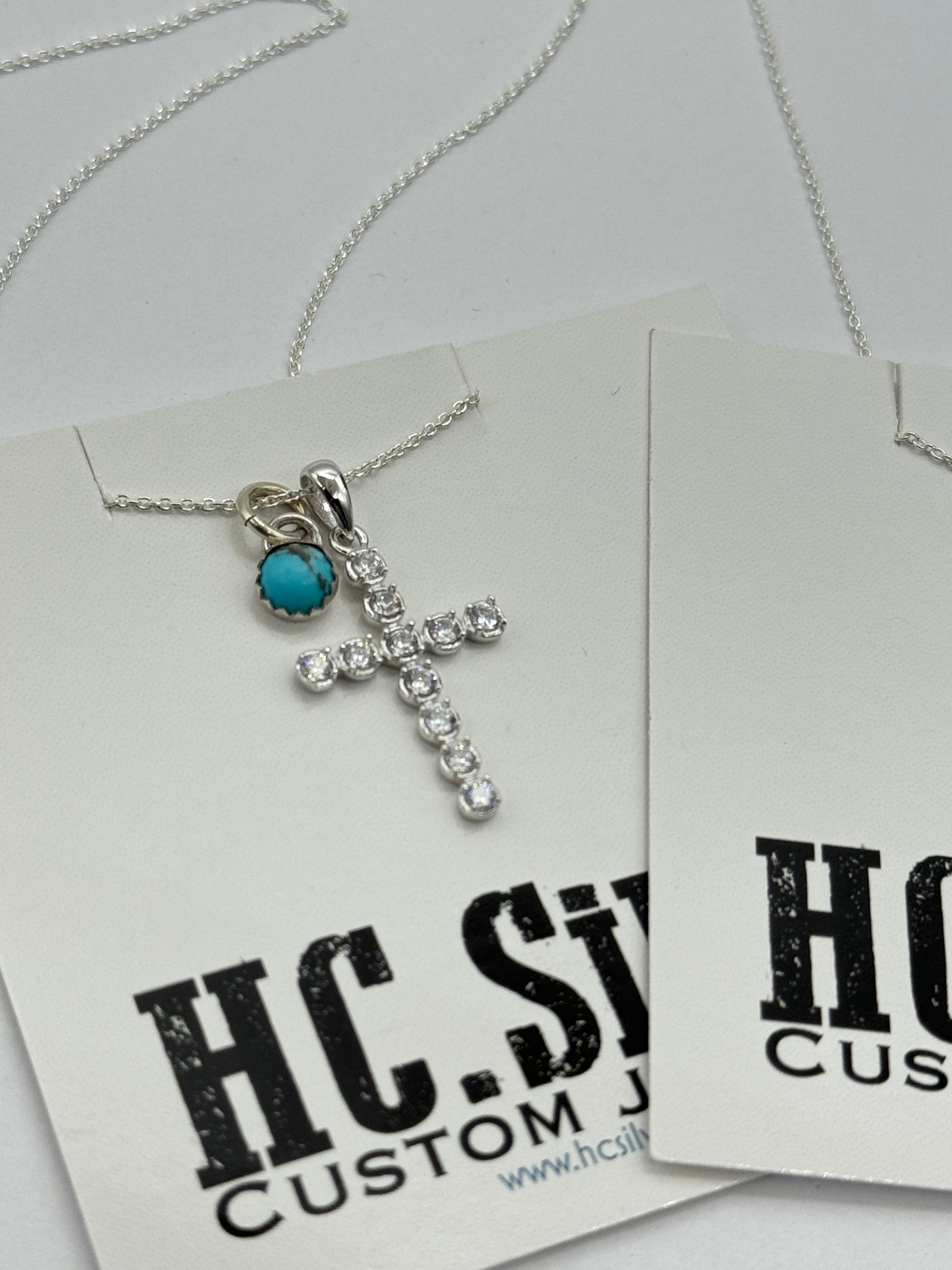 CZ Cross and Turquoise