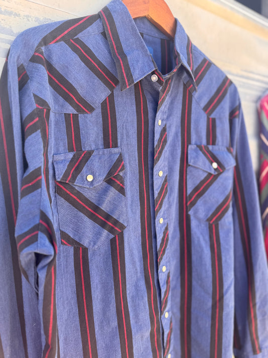 Blue and Black Wrangler Button Up