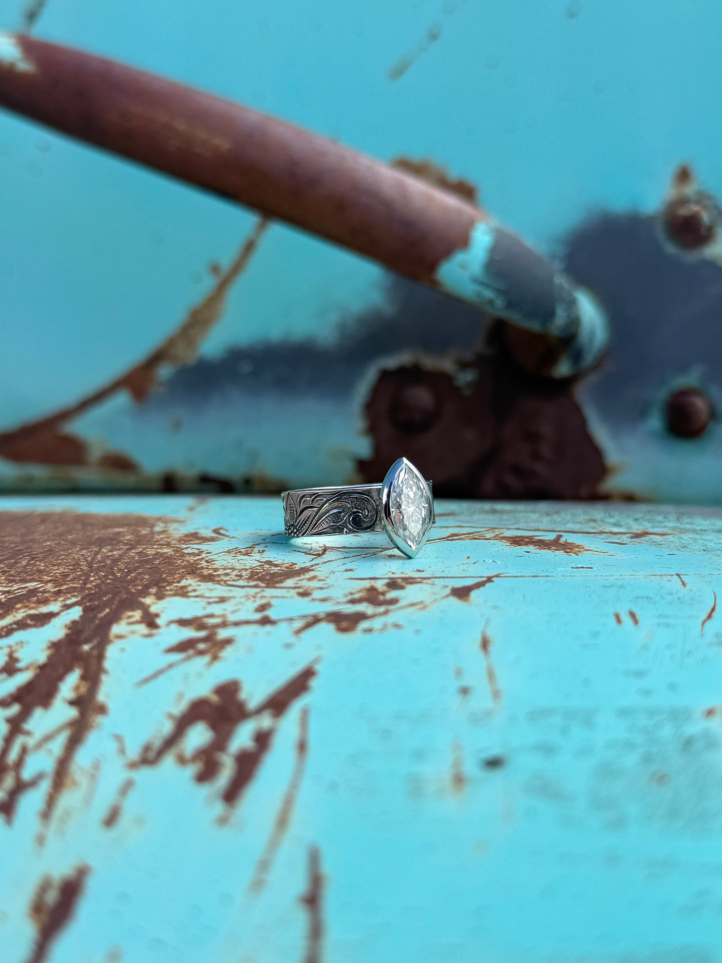 Bezel Set Marquise Engagement Ring