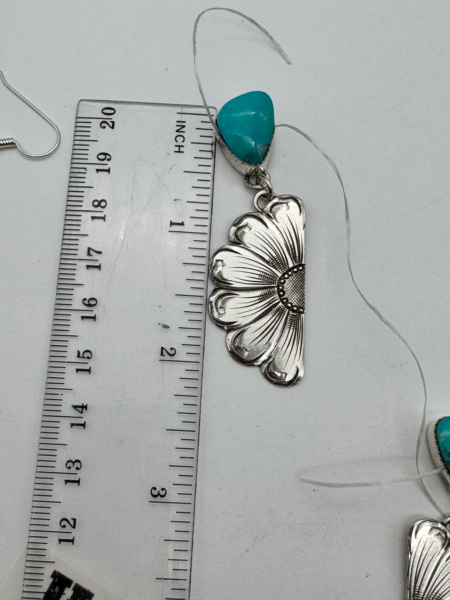 Turquoise Half Flower Earrings #1