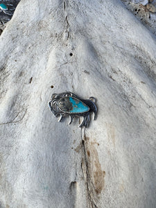 Large Turquoise Silver Buffalo