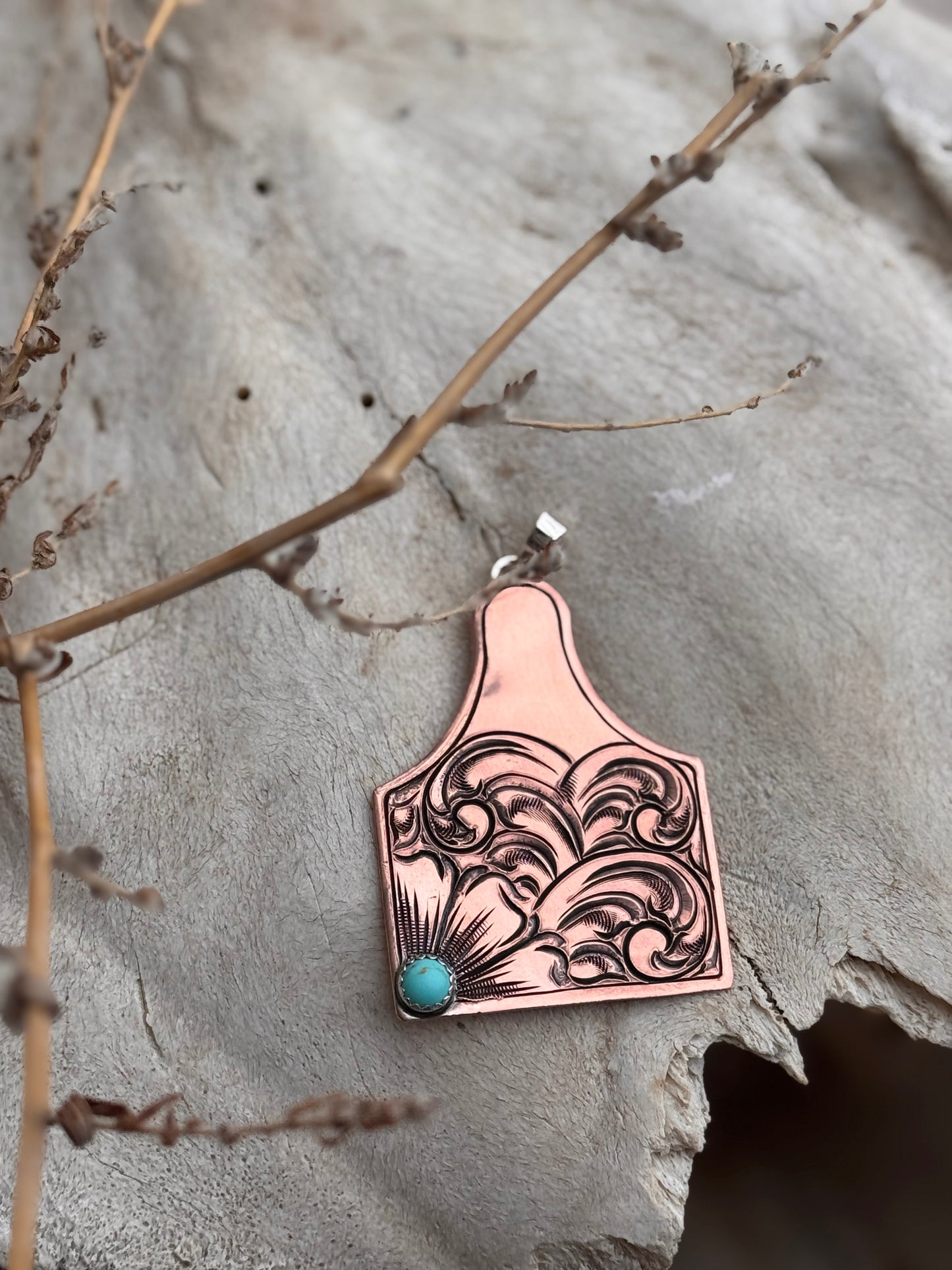 Copper Cattle Tag Pendant