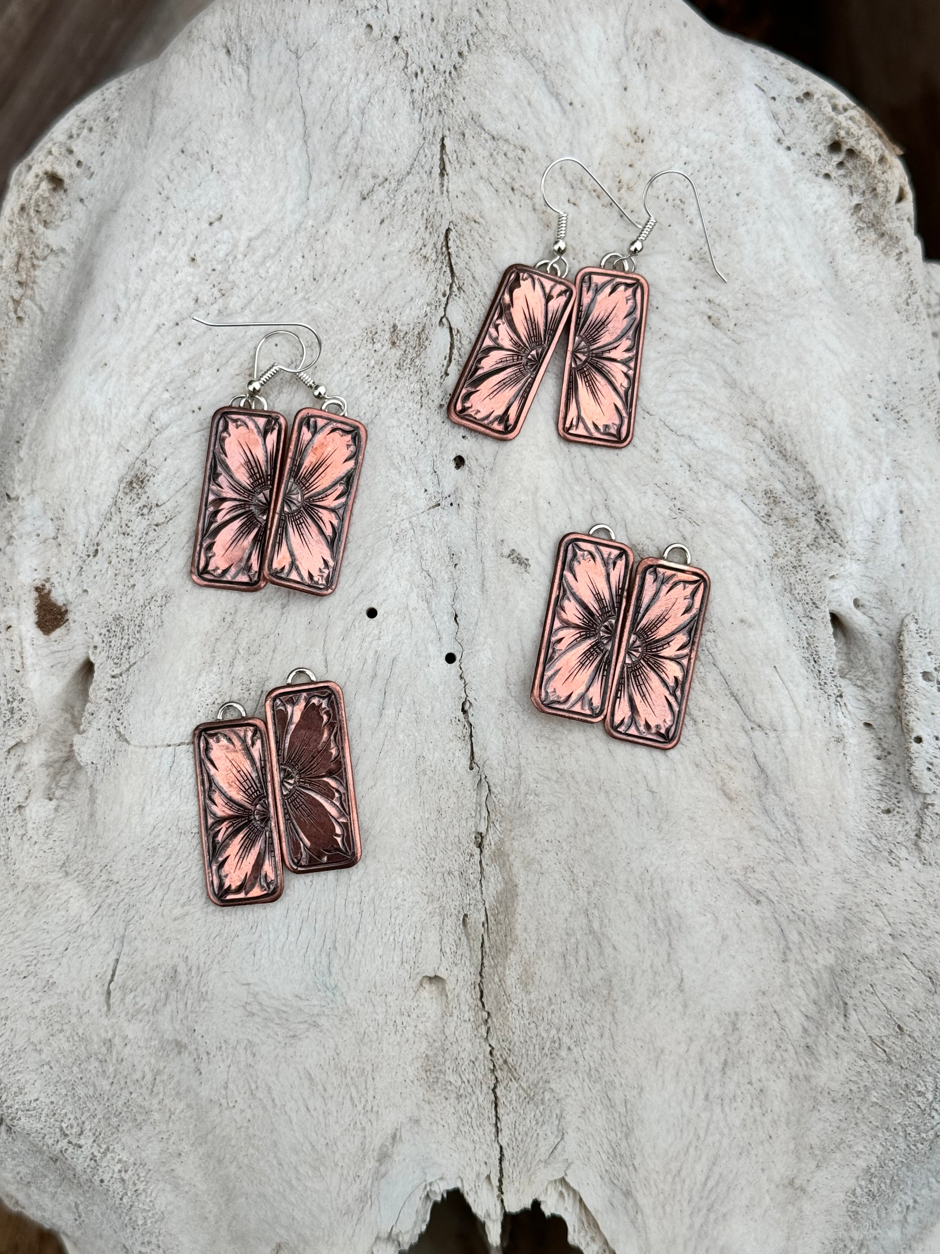 Copper Flower Earrings