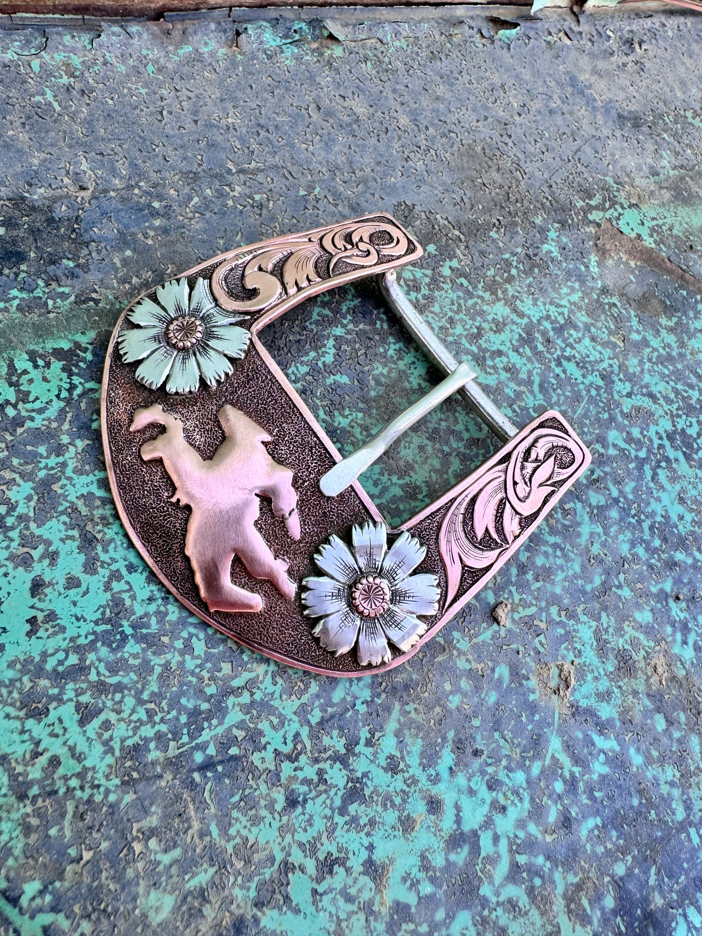 Copper Buckin’ Horse Buckle