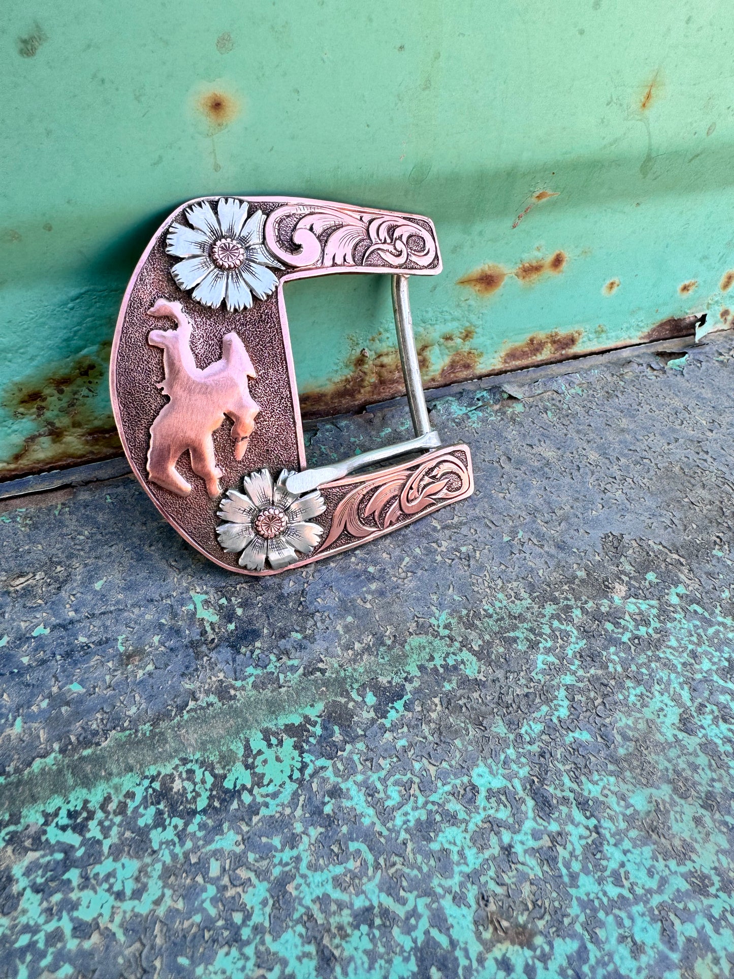 Copper Buckin’ Horse Buckle