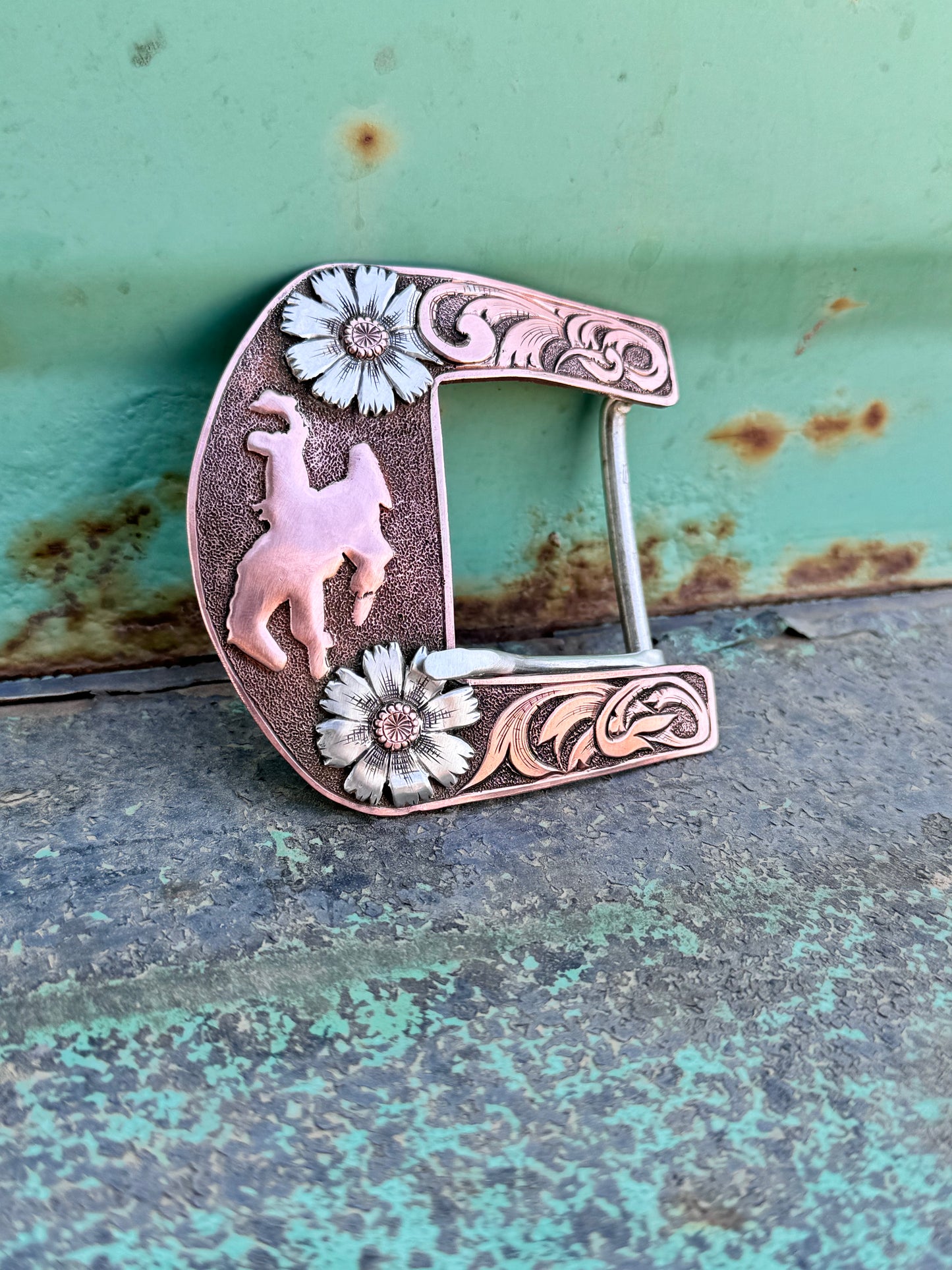 Copper Buckin’ Horse Buckle